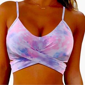 NWOT Large Pink/Purple Tie dye swimsuit wrap top